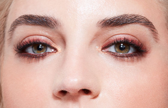 Maquillage utilisés pour les yeux du look naturel chic : Le Mascara Volume Intense, L'Esquisse du regard duo marron