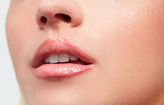 Maquillage utilisés pour les lèvres du look bronze glamour : Le brillant gloss ultra Gisèle, L'esquisse de la bouche rose naturel