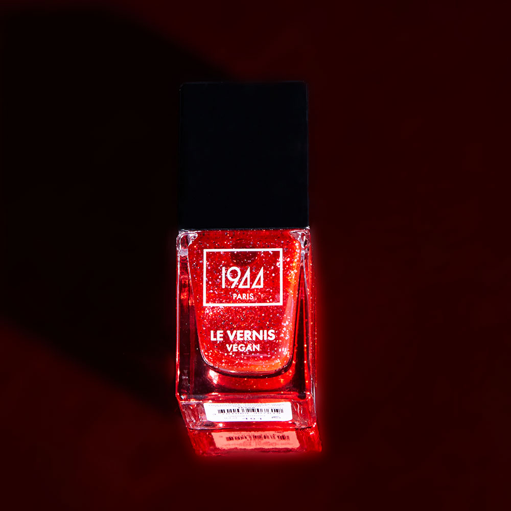 Vernis Vegan Naturel Tessa - Collection Pailleté - Couleur Rouge Pailleté - 1944 Paris