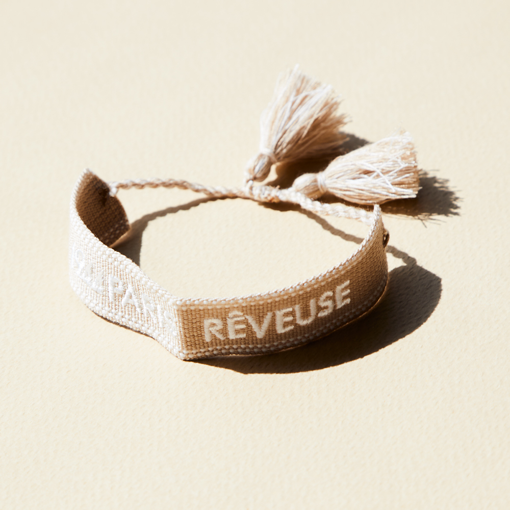 Embroidered Bracelet- Rêveuse (Dreamer) - Beige - 1944 Paris