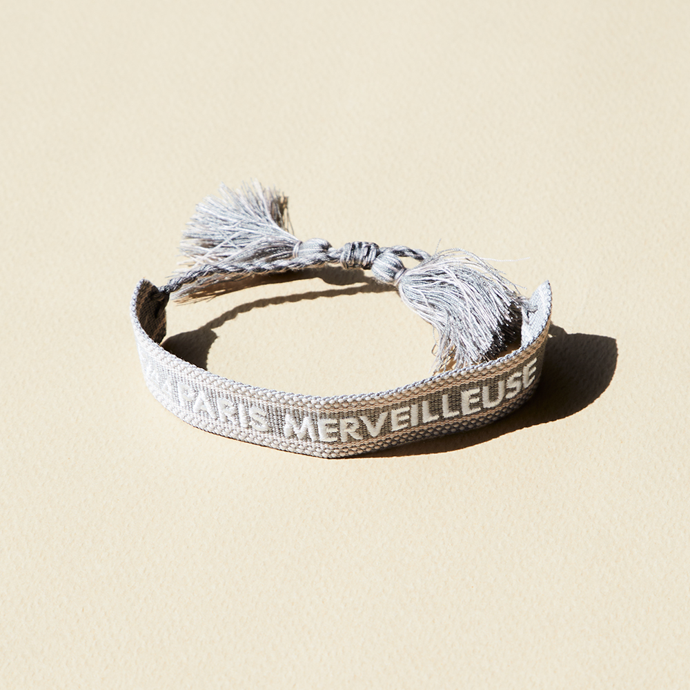 Embroidered Bracelet- Merveilleuse (Wonderful) - Gray - 1944 Paris