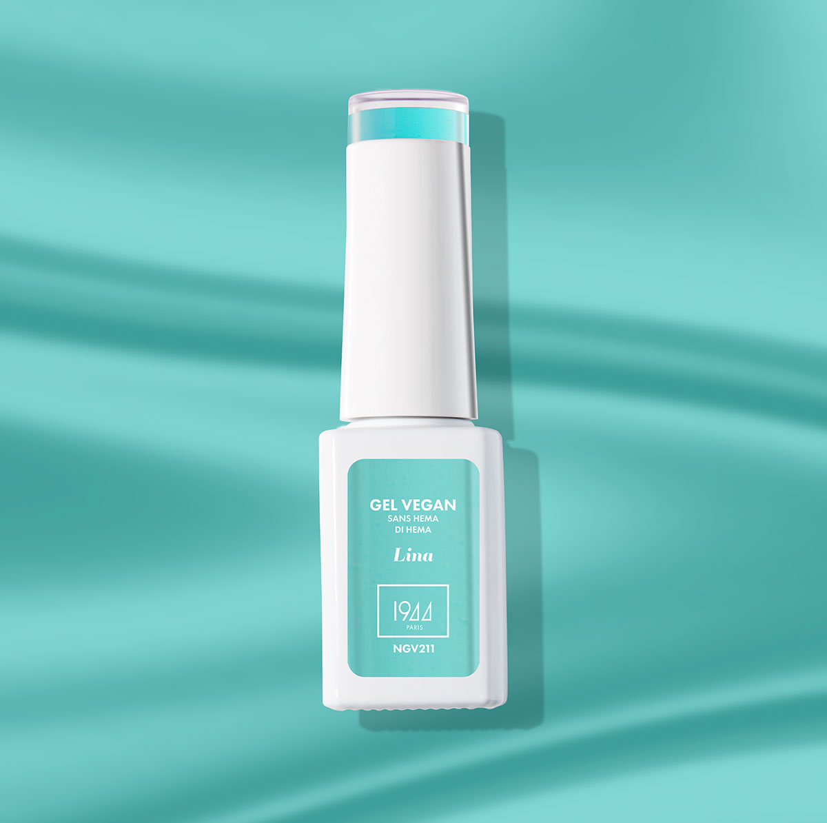 Le Gel Vegan Lina, un turquoise pastel évoquant les eaux cristallines d'une lagune tropicale.